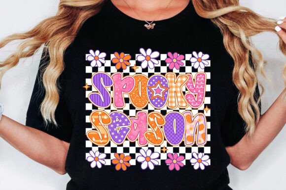 Spooky season colorful checkered - DTF TRANSFER (CFD)