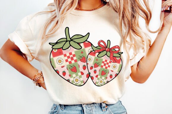 Patchwork strawberries - DTF TRANSFER (TUA)