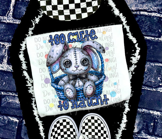 Too cute to haunt bunny BLUE-DTF TRANSFER (PEEPSHOW)