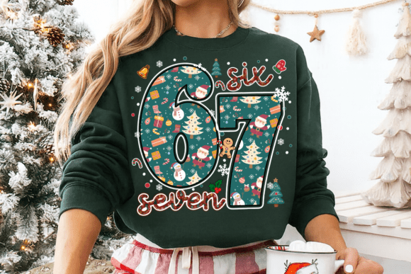 6 7 Christmas Pattern (DTF TRANSFER)