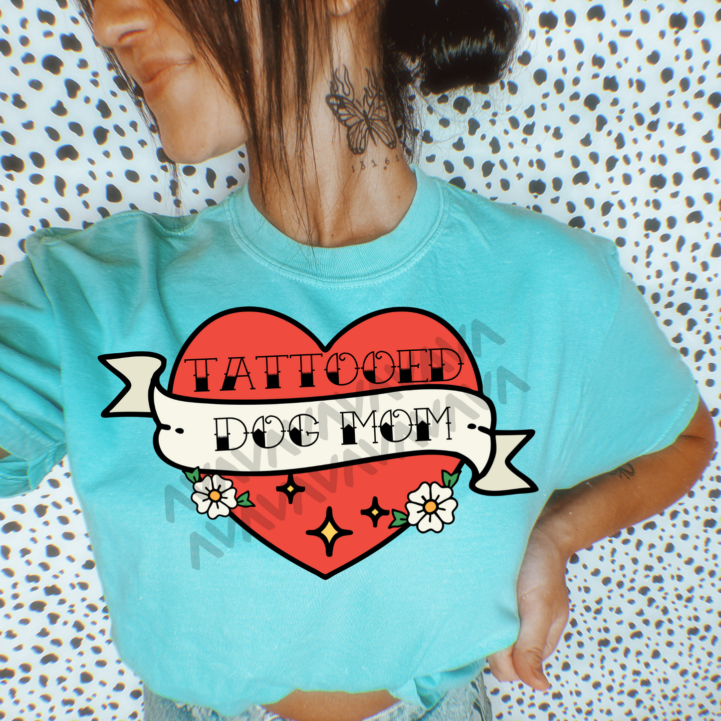 Tattooed dog Mom - DTF TRANSFER (WFD)