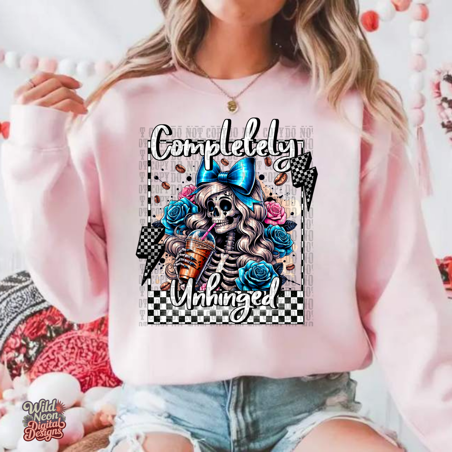 Completely unhinged skellie BLUE- DTF TRANSFER (RHD FR COLLAB)