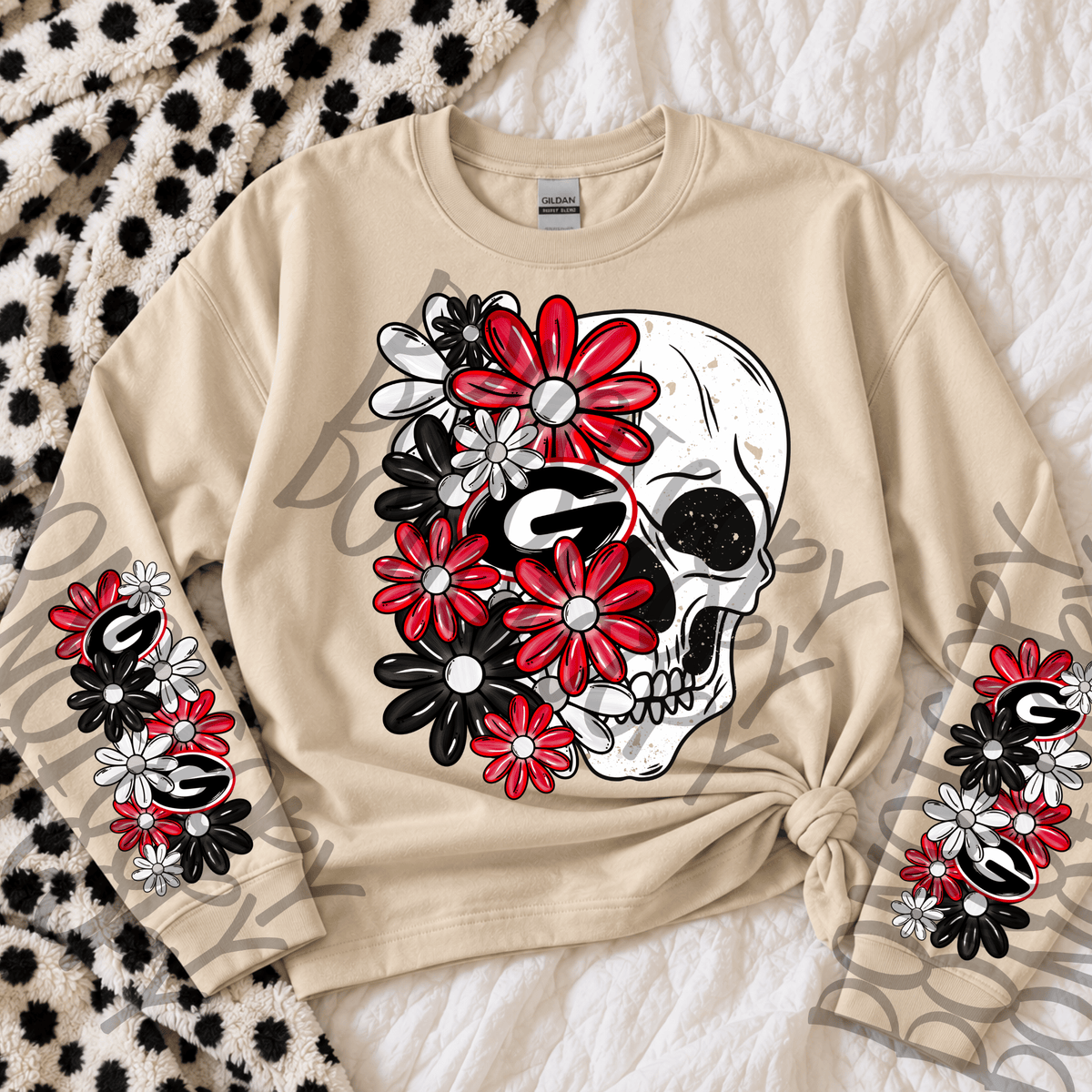 BULLDOGS floral skellie with sleeves - DTF TRANSFER (MMD)