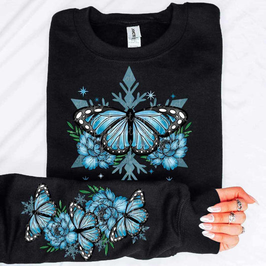 blue Butterfly w/ or w/o sleeves - DTF TRANSFER - (MMDD)