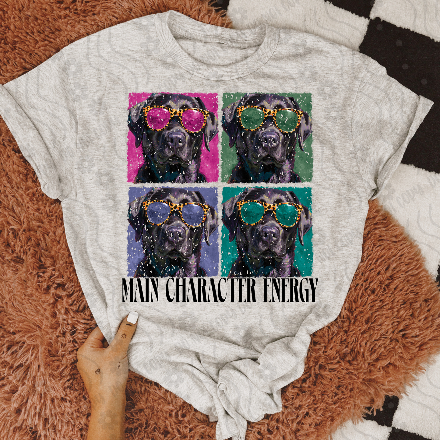 Black lab ; Main character energy - DTF TRANSFER (DX4)