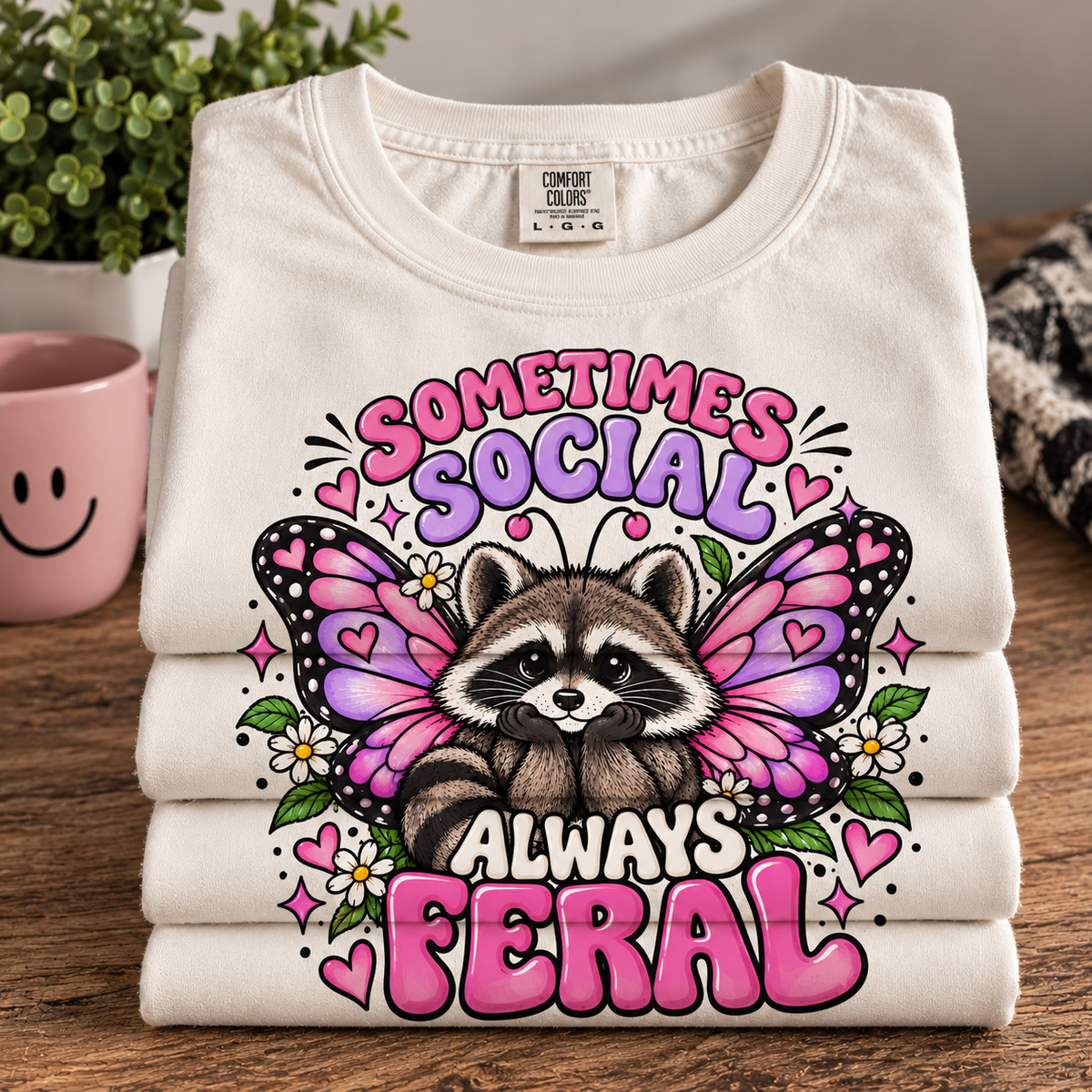 Sometimes social, always feral raccoon butterfly - DTF TRANSFER (PVC)