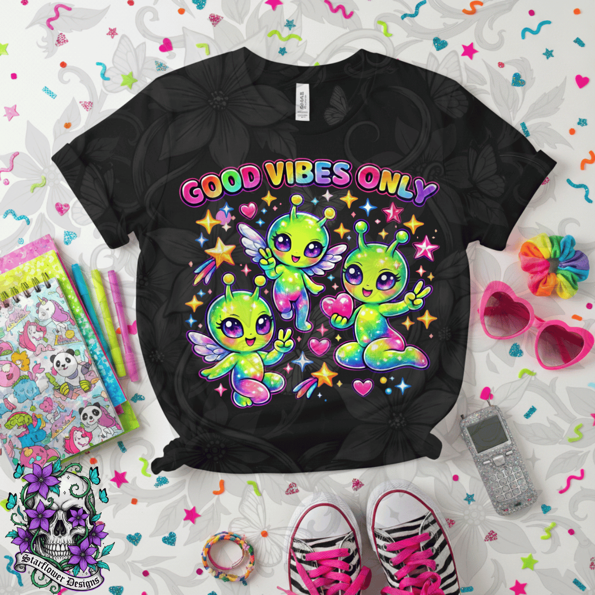 Good Vibes Only Aliens-DTF TRANSFER (Raisedon90s)