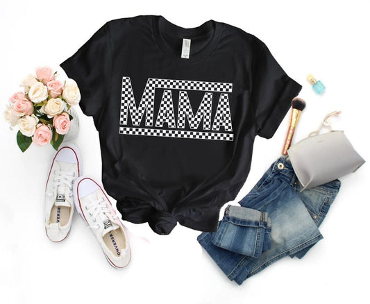 Mama checkered retro WHITE - DTF TRANSFER ONLY
