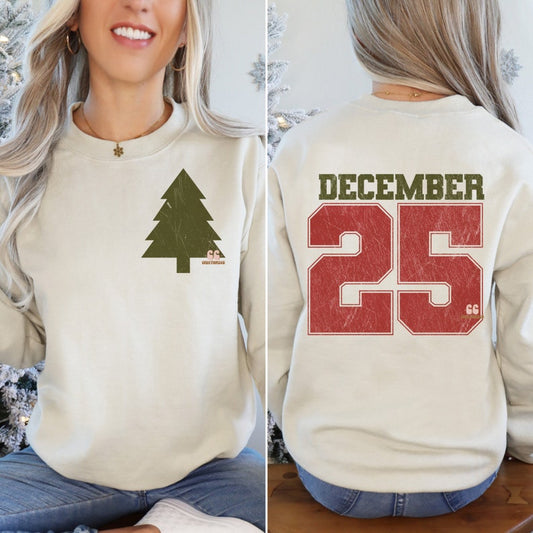 Distressed December 25 with optional pocket - DTF TRANSFER