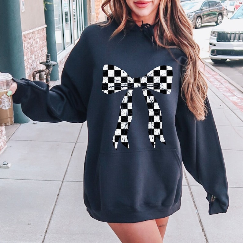 Distressed checkered bow - DTF TRANSFER