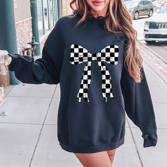 Distressed checkered bow - DTF TRANSFER