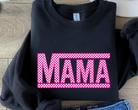 Pink checkered Mama - DTF PRINT