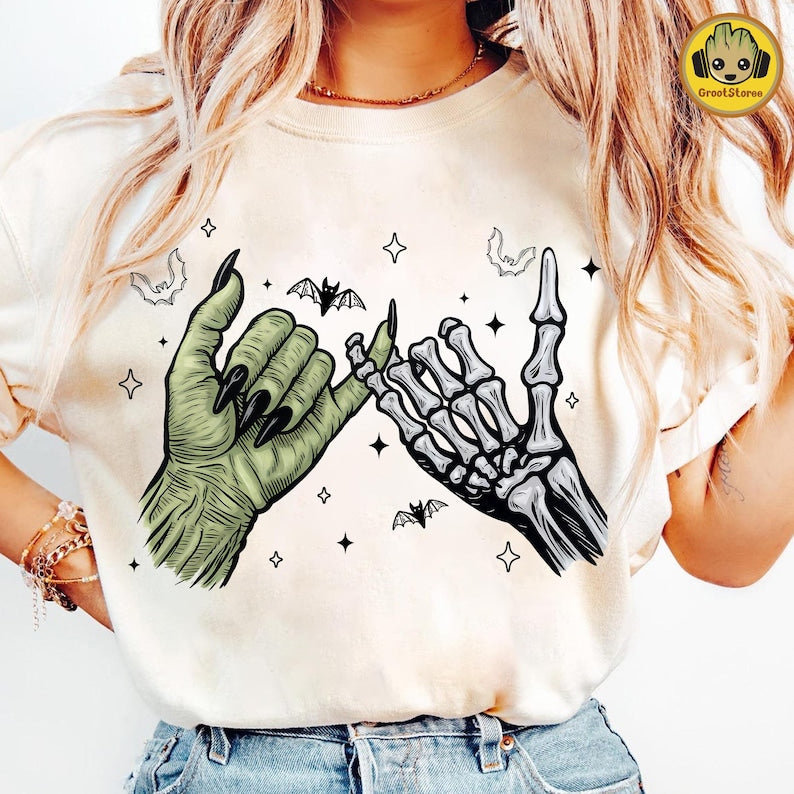 Halloween witch and skeleton hands - DTF TRANSFER