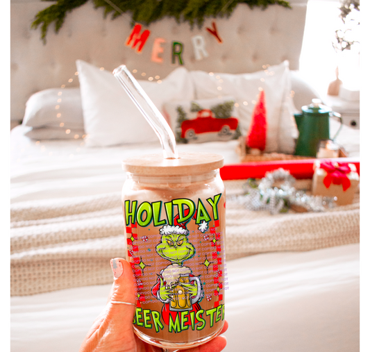 Holiday beer meister grouch - UV dtf wrap 16oz libbey : GD