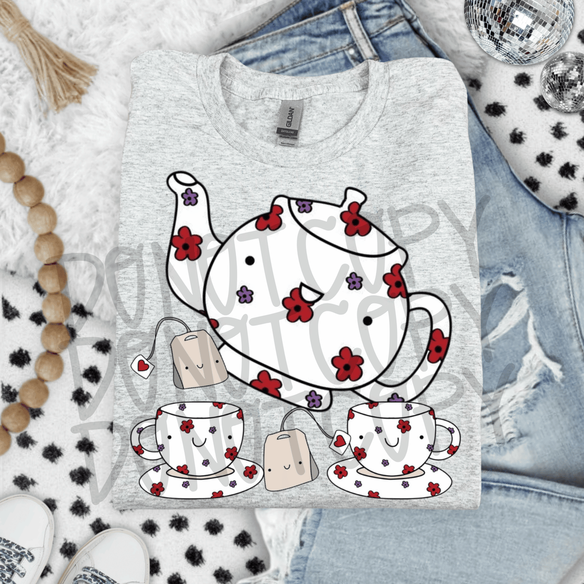 Floral tea set - DTF TRANSFER (PVC)