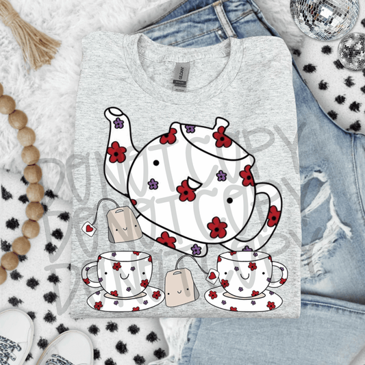 Floral tea set - DTF TRANSFER (PVC)
