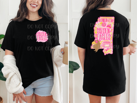 Golden Eagles ; preppy pink mascot drop ; DTF TRANSFER
