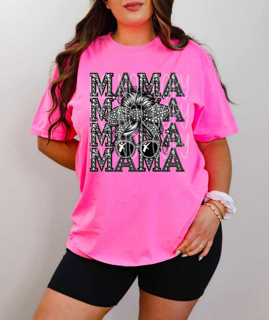Mama faux rhinestone messy bun - DTF TRANSFER (TED/PHDC)