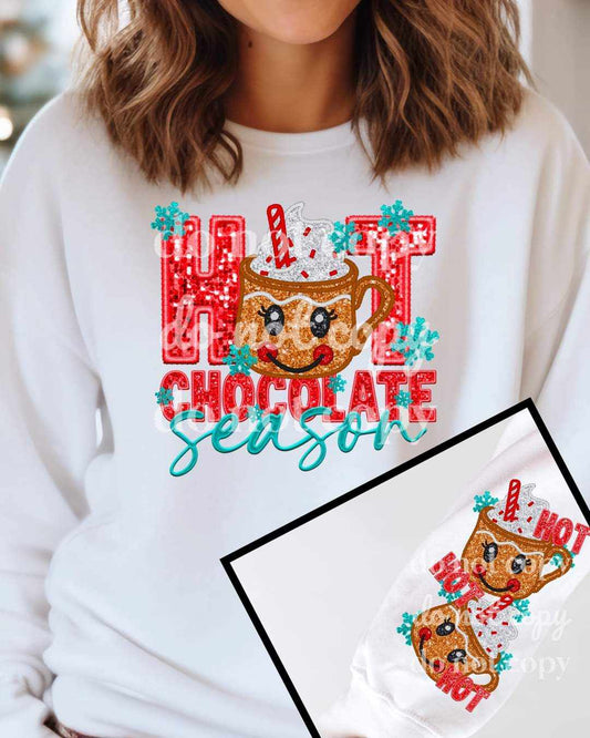Hot chocolate season faux sequin - DTF TRANSFER ONLY (TED)
