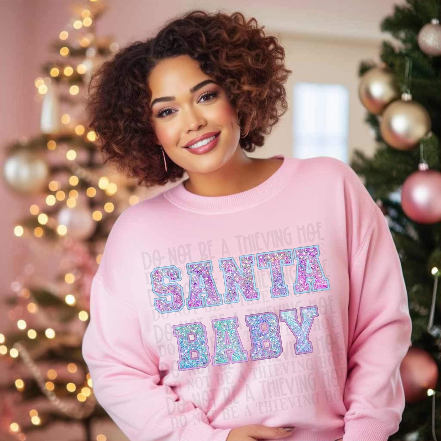Preppy Santa Baby faux sequins - DTF TRANSFER ONLY (GGD)
