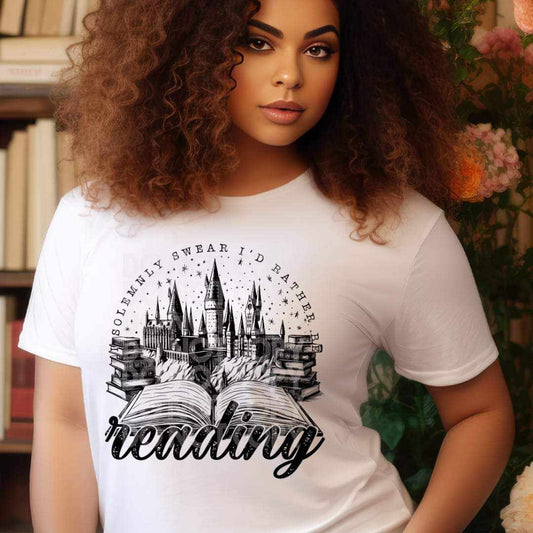 I Solemnly Swear I'd Rather Be Reading - DTF TRANSFER (BOOKISH COLLAB RHD & TED)