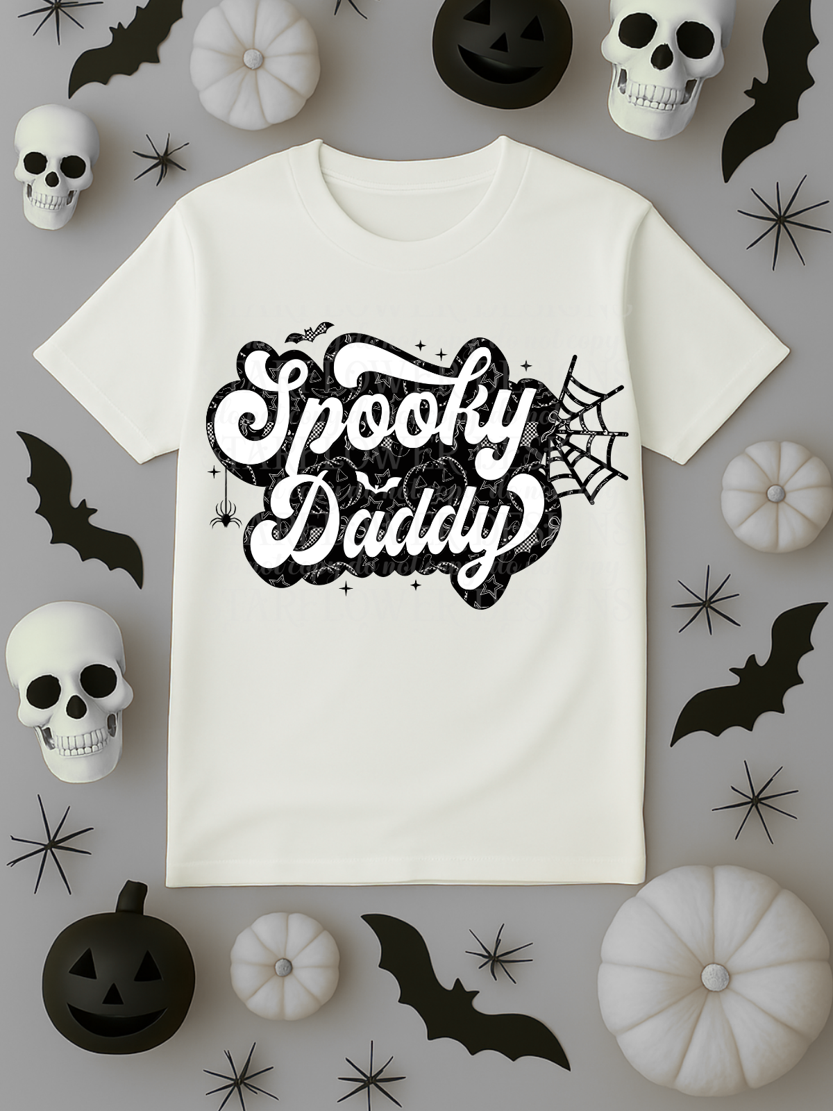 B&W Spooky Mama, Mini, or Daddy (you choose!) - DTF TRANSFER ONLY (SFD JLY25)
