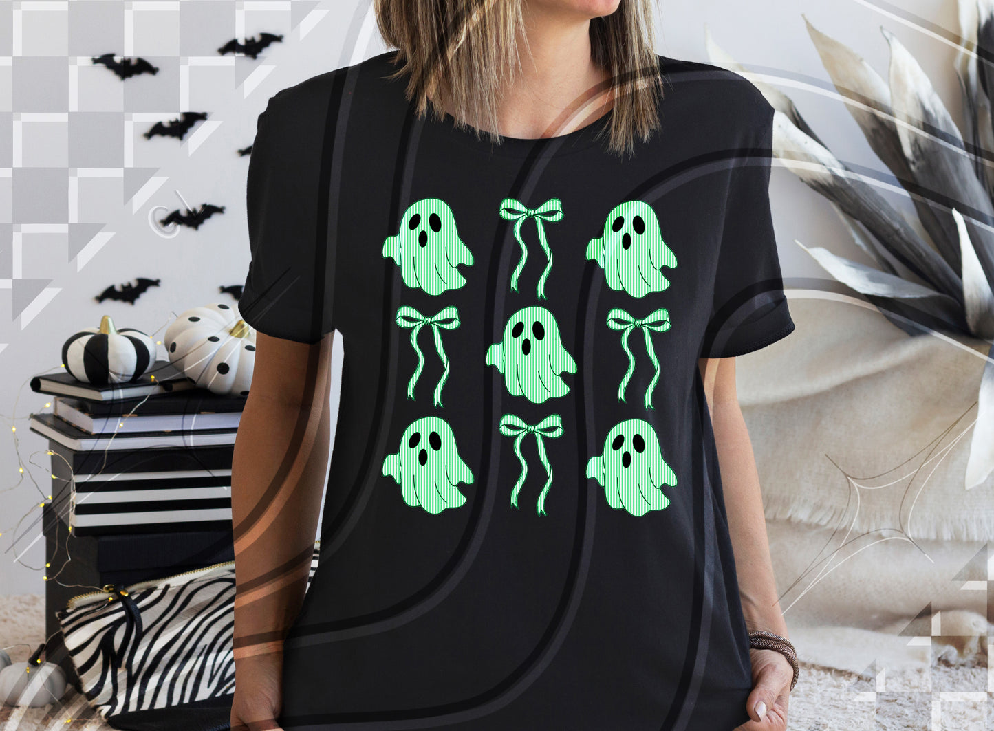 Green Faux Seersucker 👻🎀- DTF TRANSFER (GL825)