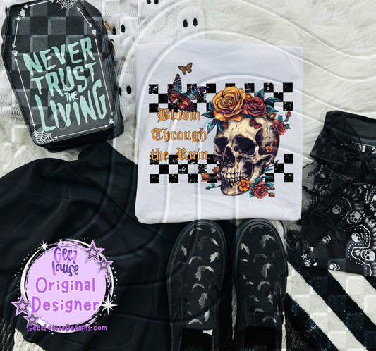 Checker Bloom through ruin- DTF TRANSFER (GL825)