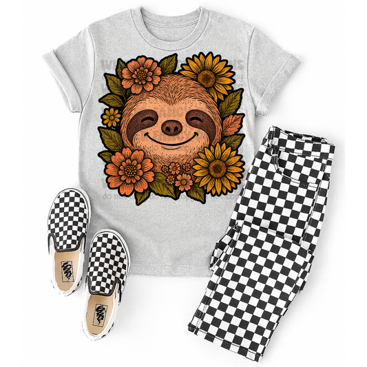 Sunflower Sloth- DTF TRANSFER (WFD Sept25)