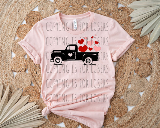 Truck with hearts TRANSFER ONLY