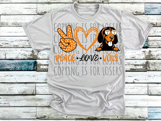 Peace Love Tennessee Vols open heart - DTF direct to film transfer