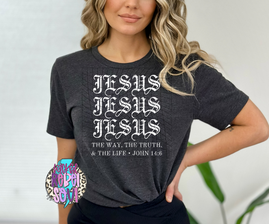 Jesus repeating the way the truth the life WHITE TRANSFER ONLY