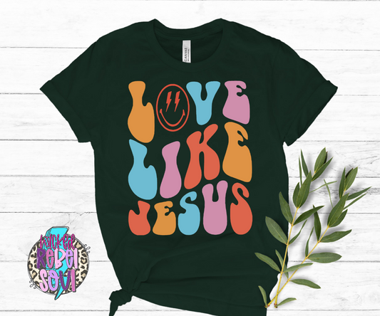 Love like Jesus colorful retro TRANSFER ONLY