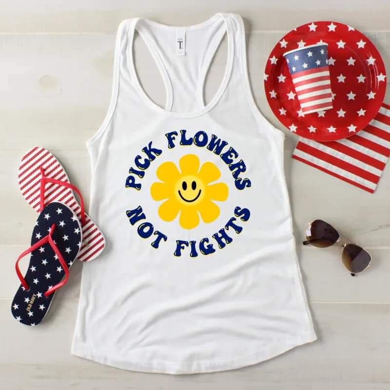 Pick Flowers not Fights navy