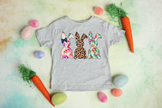 Three Bunnies patterns leopard and floral TRANSFER ONLY