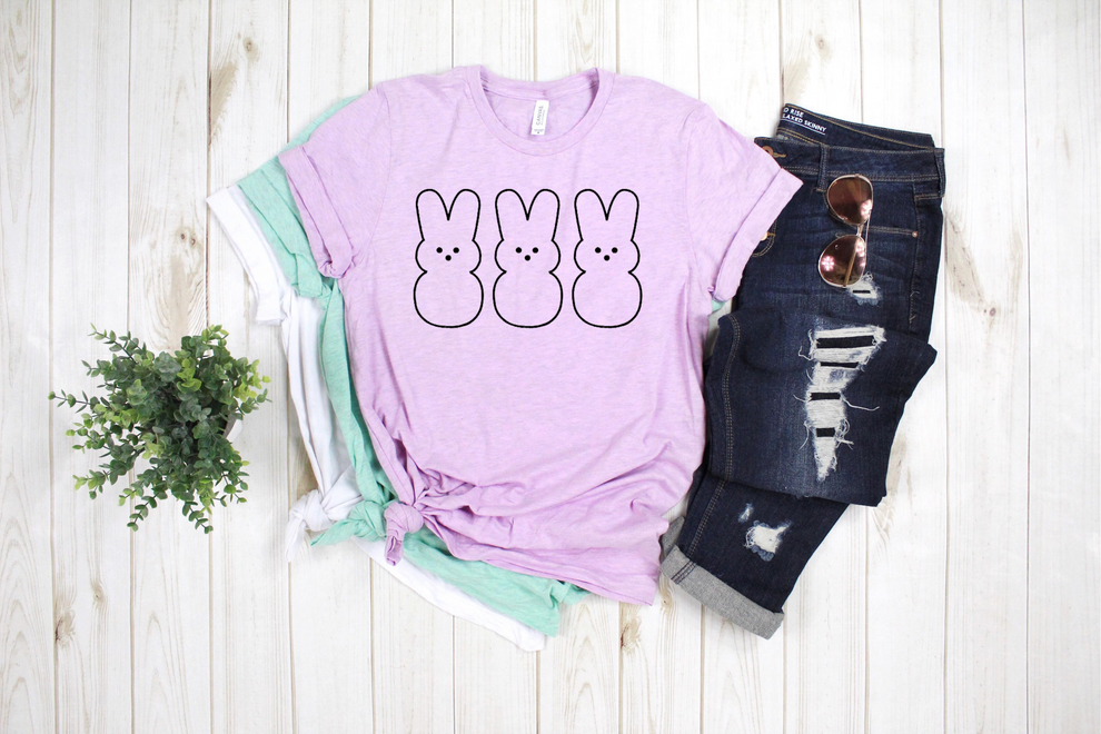 Three Bunnies Outline BLACK TRANSFER ONLY